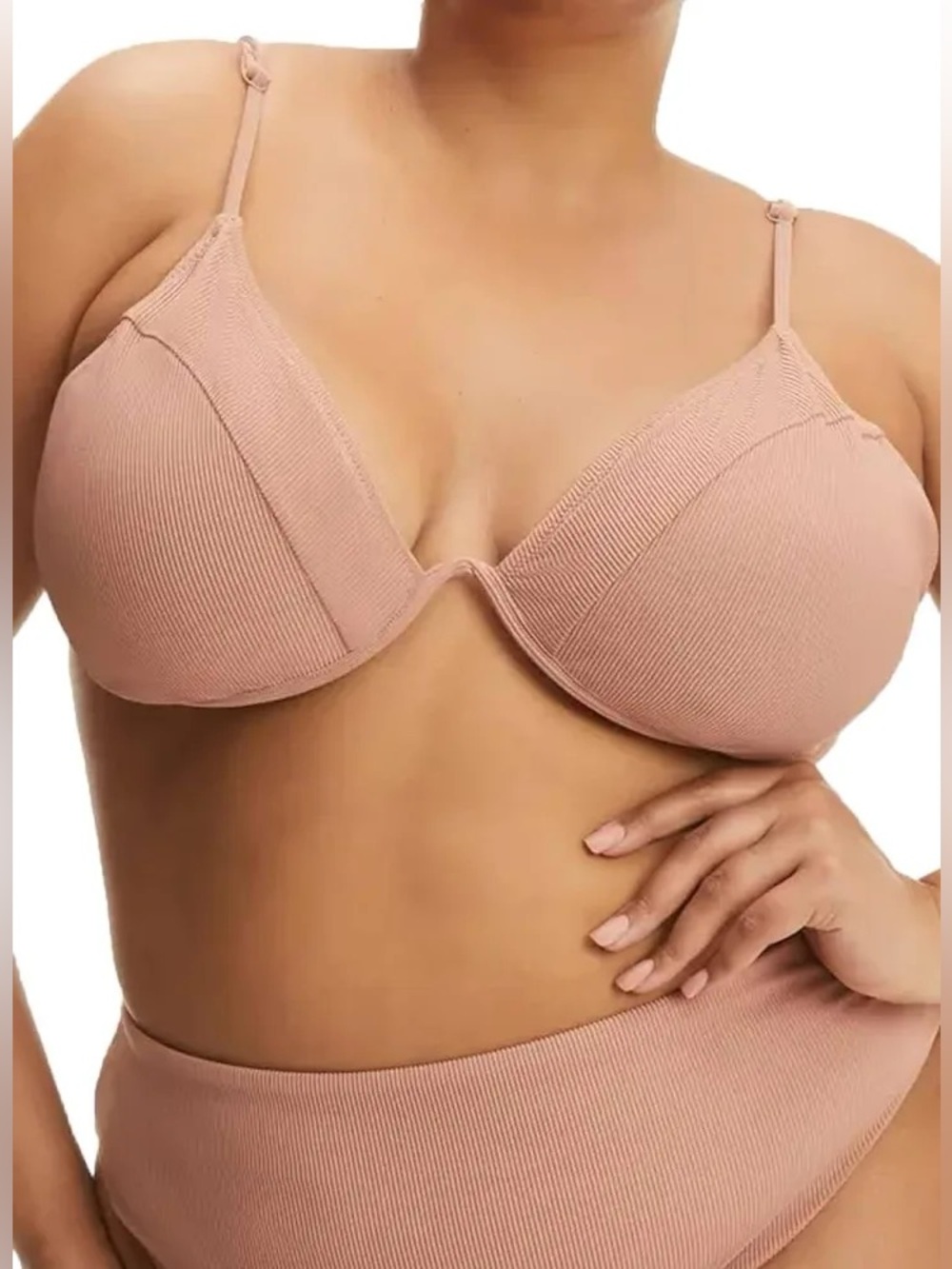 Good American Women's Good Swim Showoff Curve Bikini Top in Nude Pink Size 6